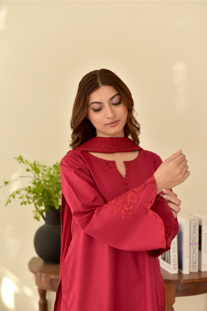 Vera 3 PC Embroidered Dress